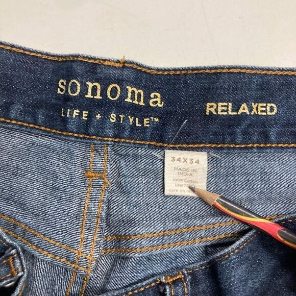 SONOMA Men’s Relaxed Jeans Size 34/34‎ Blue Hand measures shorter - Picture 5 of 8